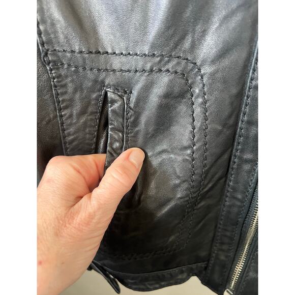 MICHAEL KORS WOMENS GENUINE LEATHER BLACK MOTO BIKER JACKET COAT BLACK SIZE L - Picture 11 of 15